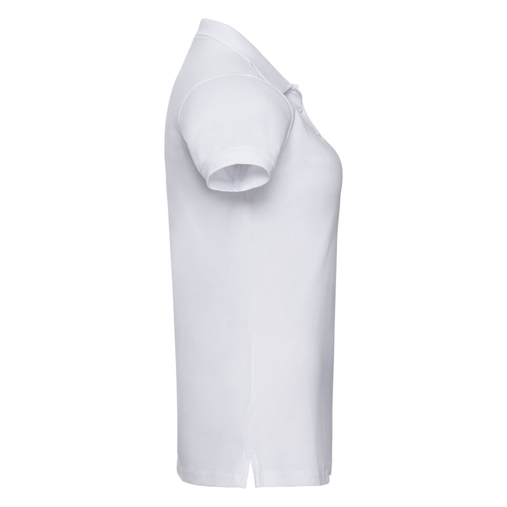 Russell Women's White Stretch Pique Polo Shirt