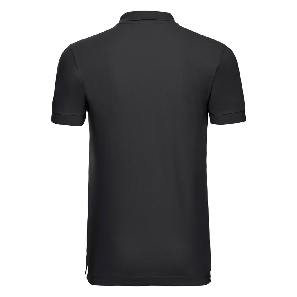 Russell Men's Black Stretch Pique Polo Shirt