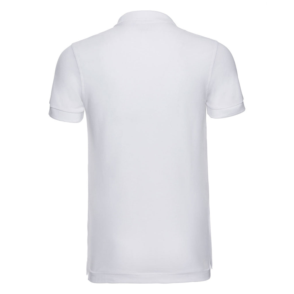 Russell Men's White Stretch Pique Polo Shirt