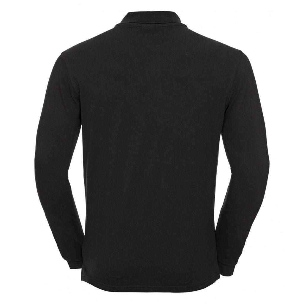Russell Men's Black Classic Long Sleeve Cotton Pique Polo Shirt