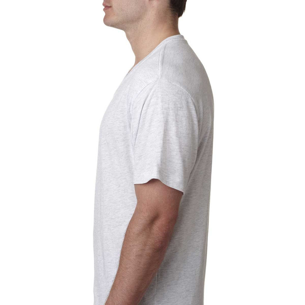 Next Level Men's Heather White Triblend V Neck Tee