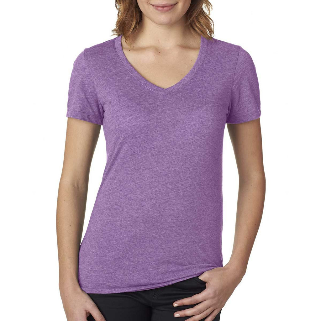 Next Level Women's Purple Berry Poly/Cotton V Neck Tee 