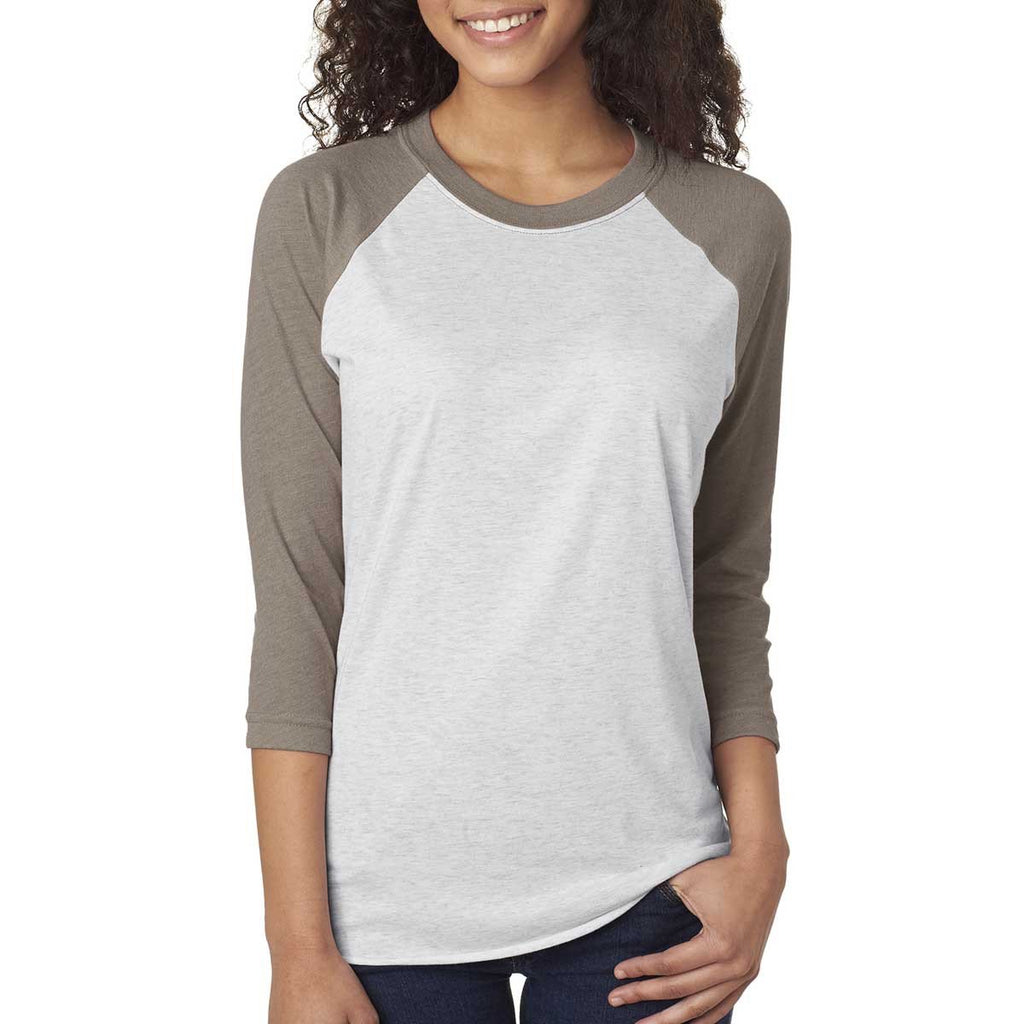 Next Level Unisex Vintage Green/Heather White Triblend 3/4-Sleeve Raglan Tee