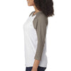 Next Level Unisex Venetian Gray Sleeves/Heather White Triblend 3/4-Sleeve Raglan Tee