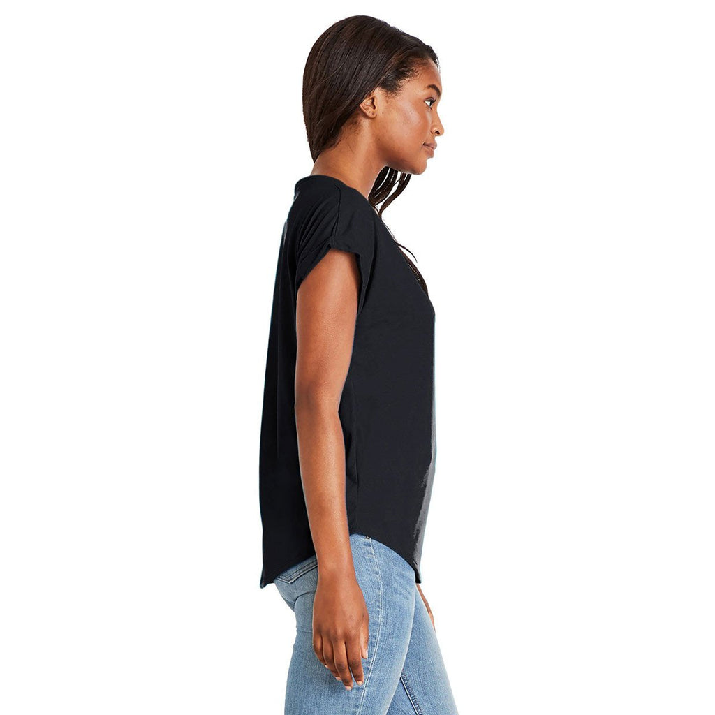 Next Level Women's Black Dolman With Rolled Sleeves