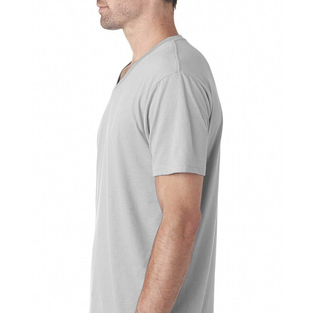 Next Level Men's Light Gray Premium Fitted Sueded V-Neck Tee