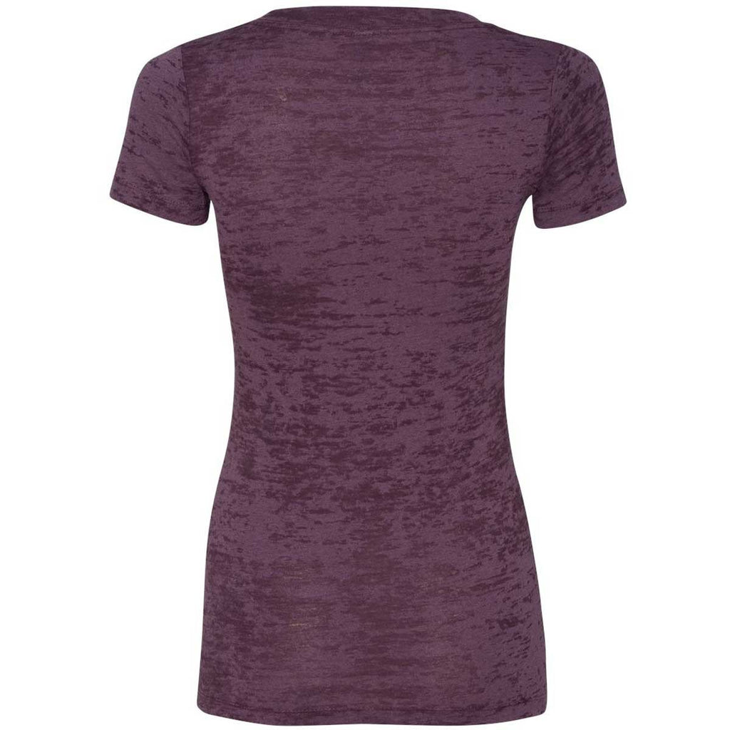Next Level Women's Plum Burnout Deep V Tee