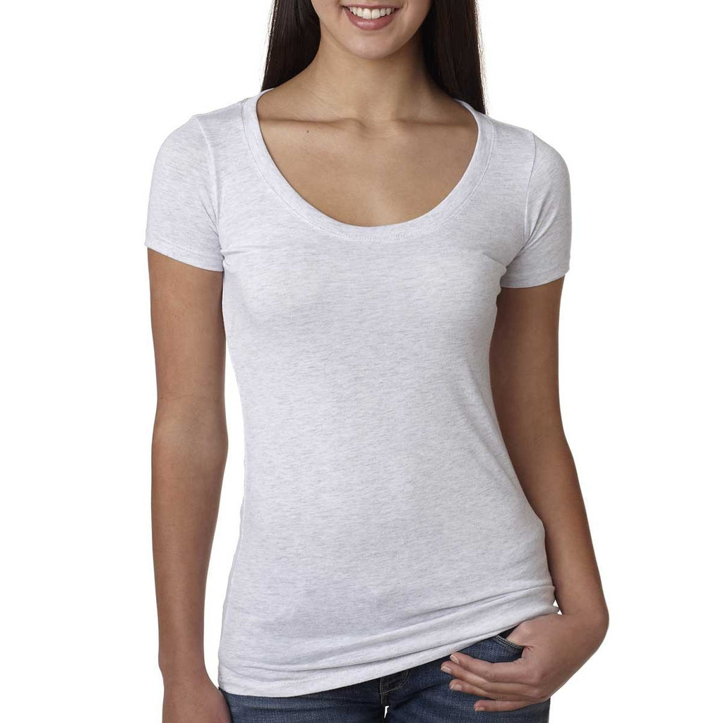 Next Level Women Heather White Triblend Scoop Tee