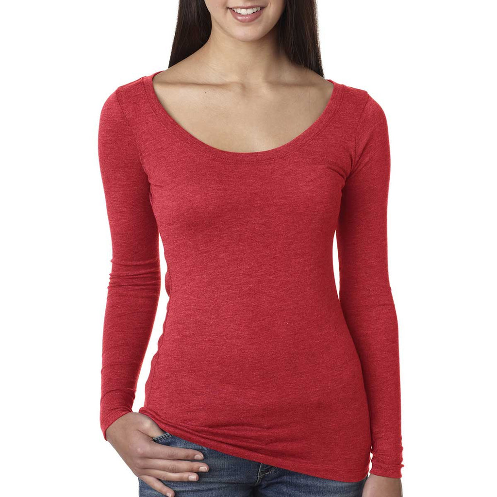 Next Level Women's Vintage Red Triblend Long-Sleeve Scoop Tee