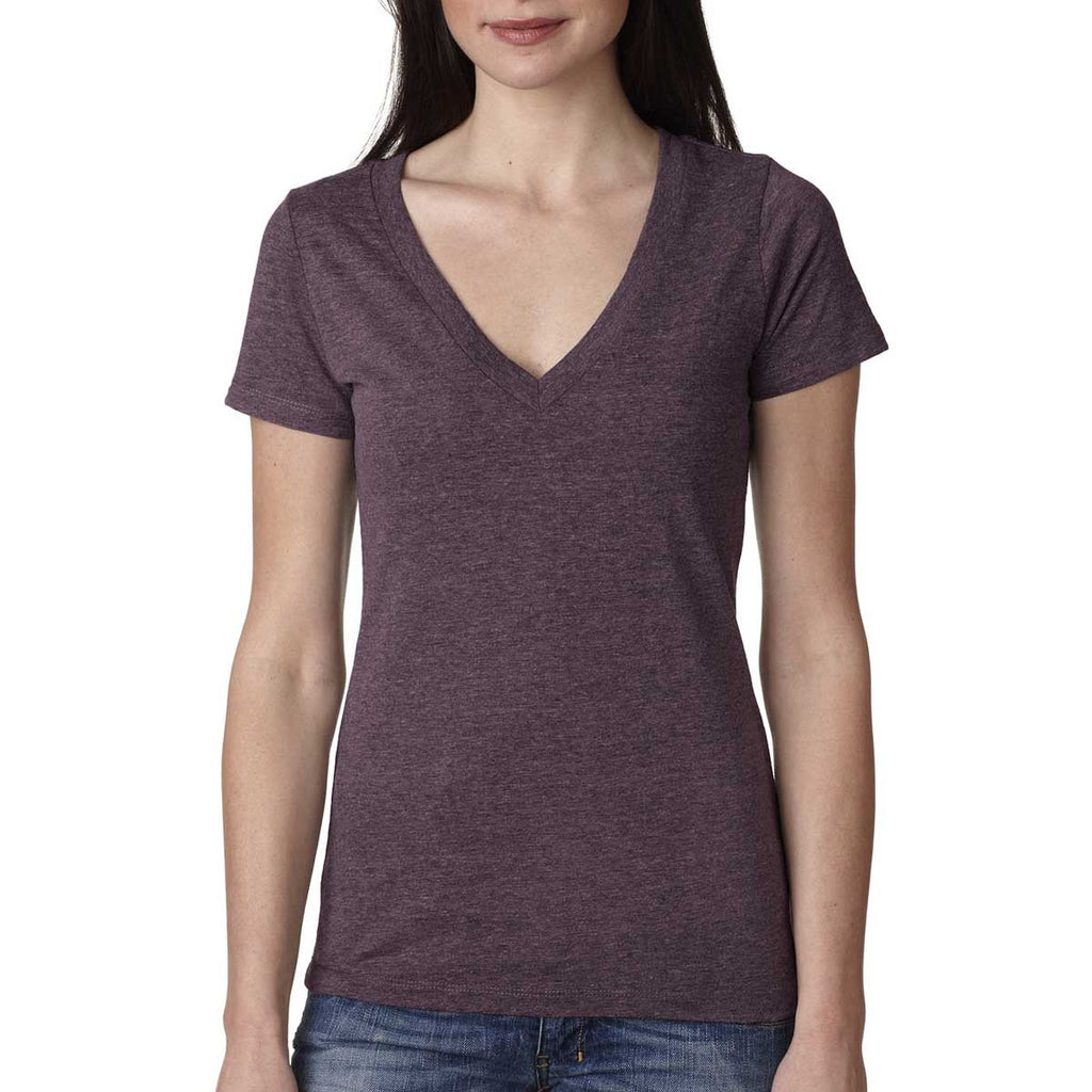 Next Level Women's Vintage Purple Triblend Deep-V Tee