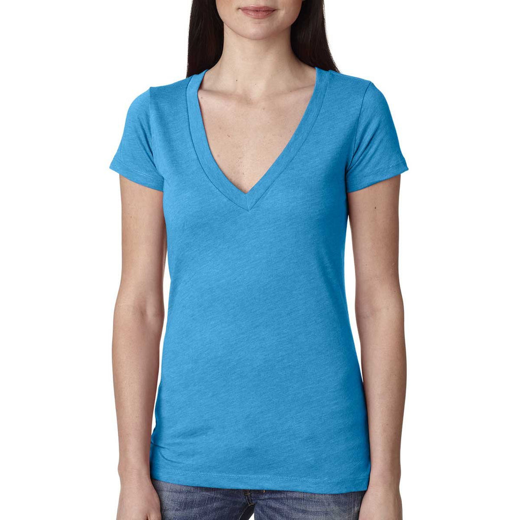 Next Level Women's Vintage Turquoise Triblend Deep-V Tee