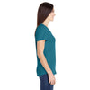 Anvil Women's Heather Galapagos Blue Triblend Scoop Neck T-Shirt