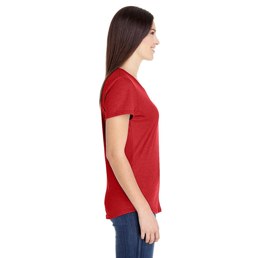 Anvil Women's Heather Red Triblend Scoop Neck T-Shirt