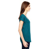 Anvil Women's Heather Galapagos Blue Triblend V-Neck T-Shirt