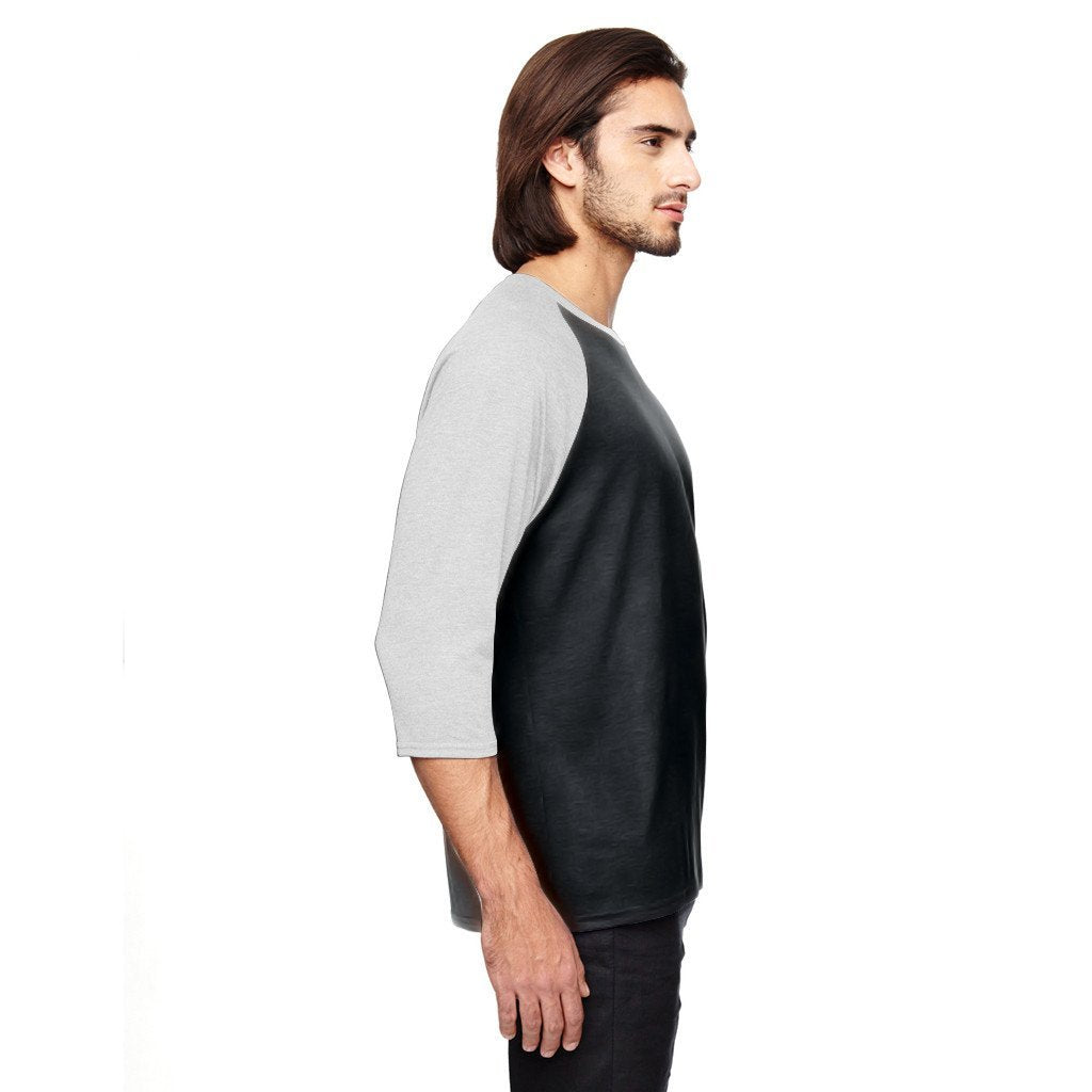 Anvil Men's Black/White Triblend 3/4-Sleeve Raglan T-Shirt