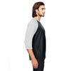Anvil Men's Black/White Triblend 3/4-Sleeve Raglan T-Shirt