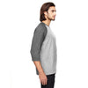 Anvil Men's Heather Grey/Heather Dark Grey Triblend 3/4-Sleeve Raglan T-Shirt