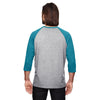 Anvil Men's Heather Blue/True Heather Grey Triblend 3/4-Sleeve Raglan T-Shirt