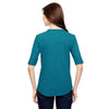Anvil Women's Heather Galapagos Blue Triblend Deep Scoop Half-Sleeve T-Shirt