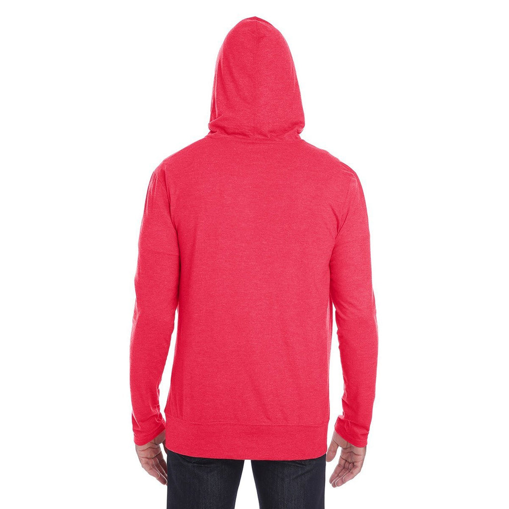 Anvil Men's Heather Red Tri-Blend Full Zip Jacket