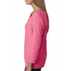 Next Level Women's Neon Heather Pink Terry Raw-Edge 3/4-Sleeve Raglan Tee