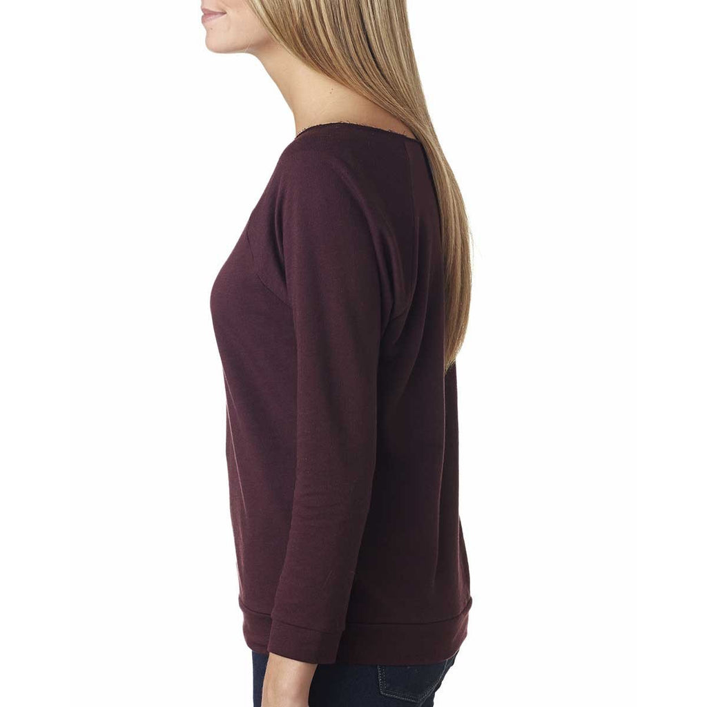 Next Level Women's Plum Terry Raw-Edge 3/4-Sleeve Raglan Tee