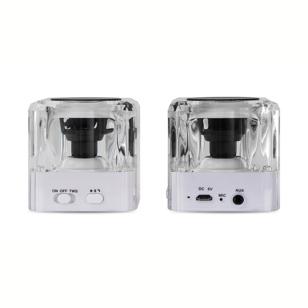 Brookstone Clear White Alpha Bluetooth Pairing Speakers