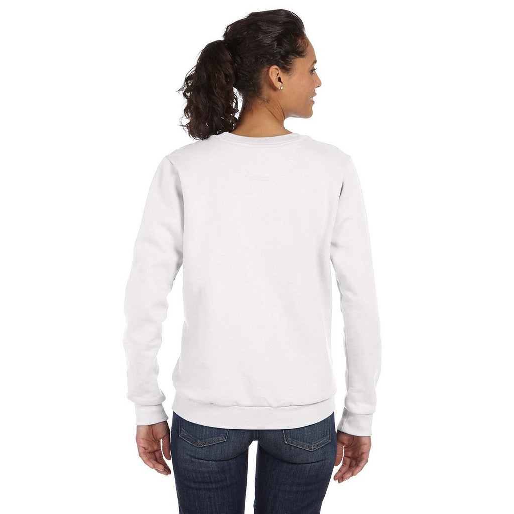 Anvil Women's White Crewneck Fleece Sweatshirt