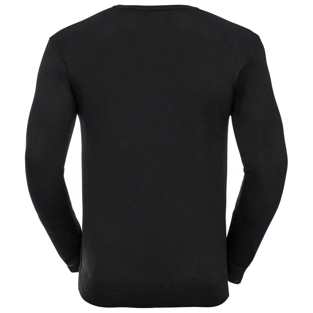 Russell Collection Men's Black Cotton Acrylic V Neck Sweater
