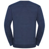 Russell Collection Men's Denim Marl Cotton Acrylic V Neck Sweater