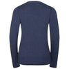 Russell Collection Women's Denim Marl Cotton Acrylic V Neck Cardigan