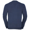 Russell Collection Men's Denim Marl Cotton Acrylic V Neck Cardigan