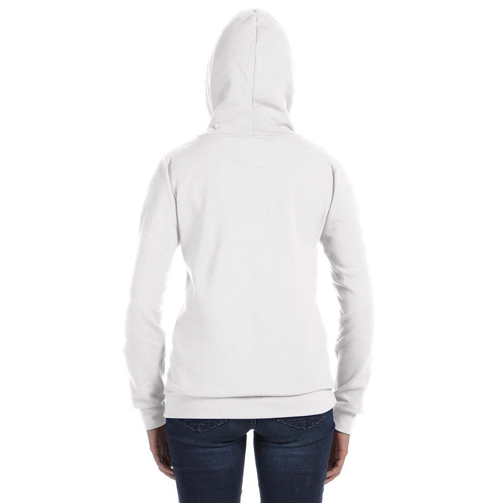 Anvil Women's White Full-Zip Hooded Fleece