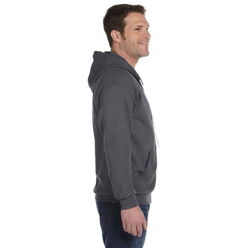 Anvil Men's Charcoal Full-Zip Hooded Fleece