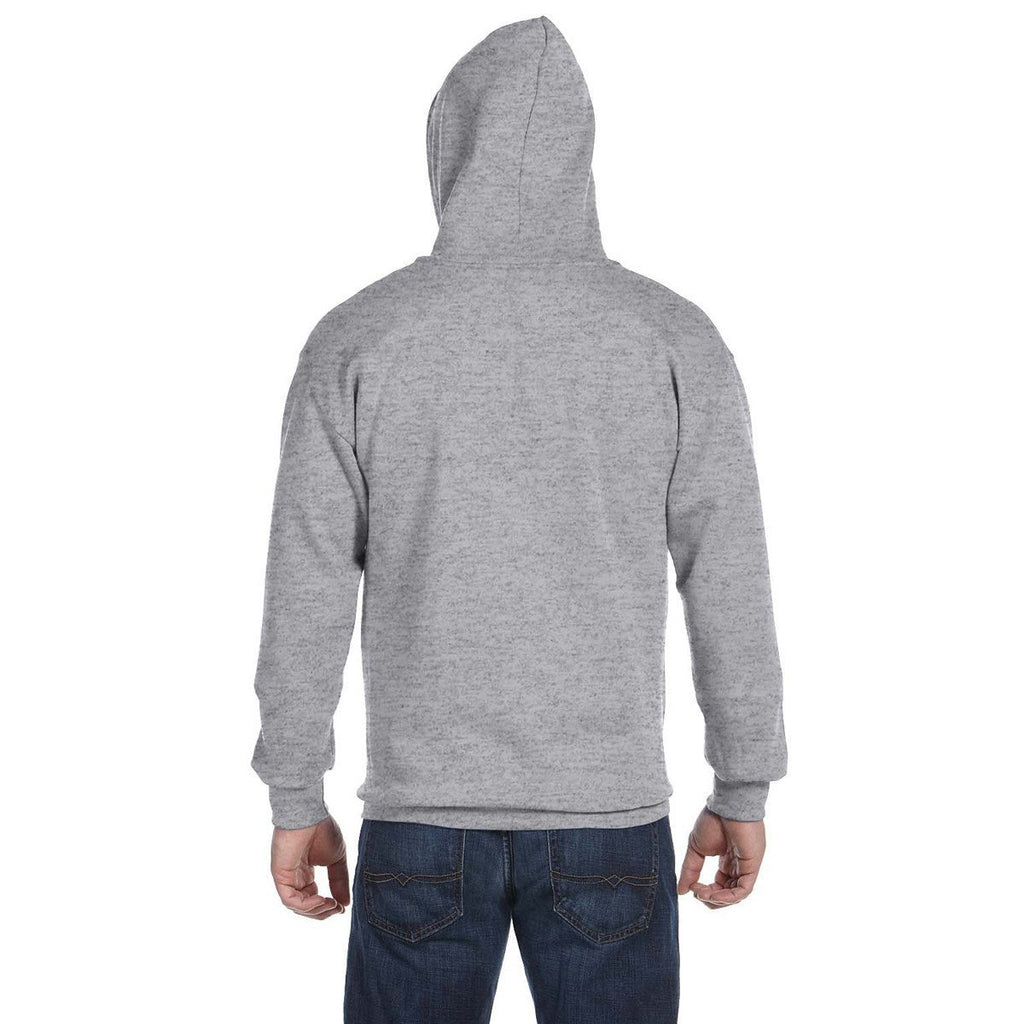 Anvil Men's Heather Grey Full-Zip Hooded Fleece