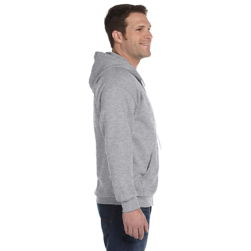 Anvil Men's Heather Grey Full-Zip Hooded Fleece