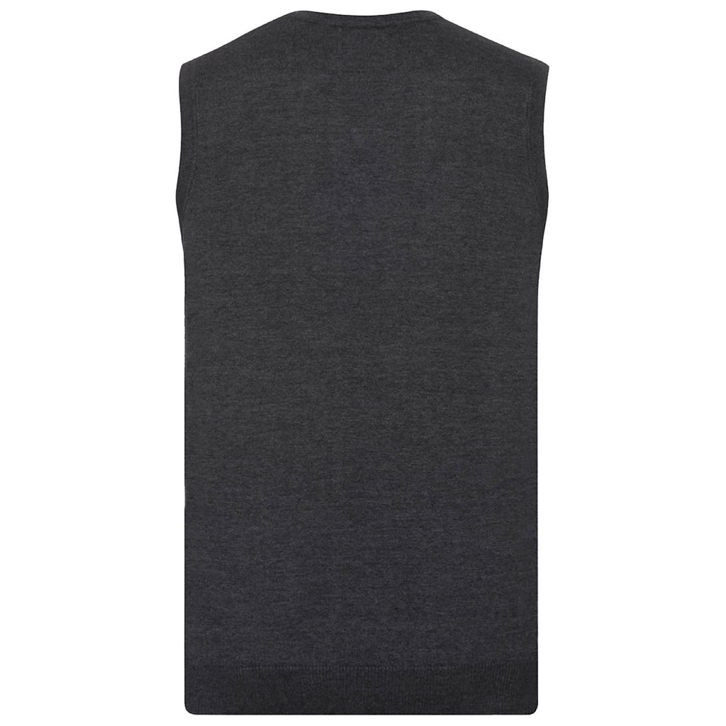 Russell Collection Men's Charcoal Marl Sleeveless Cotton Acrylic V Neck Sweater
