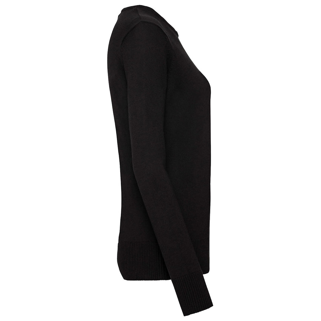 Russell Collection Women's Black Cotton Acrylic Crew Neck Sweater