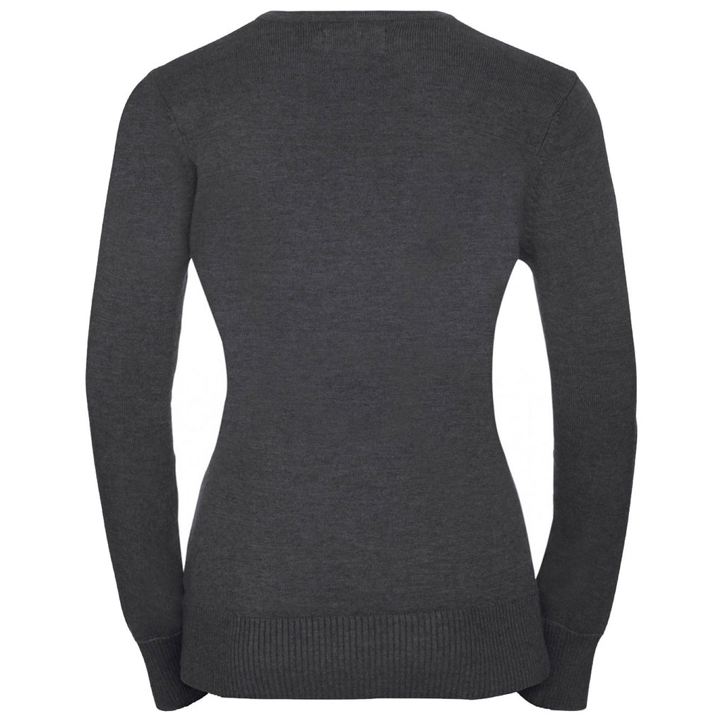 Russell Collection Women's Charcoal Marl Cotton Acrylic Crew Neck Sweater