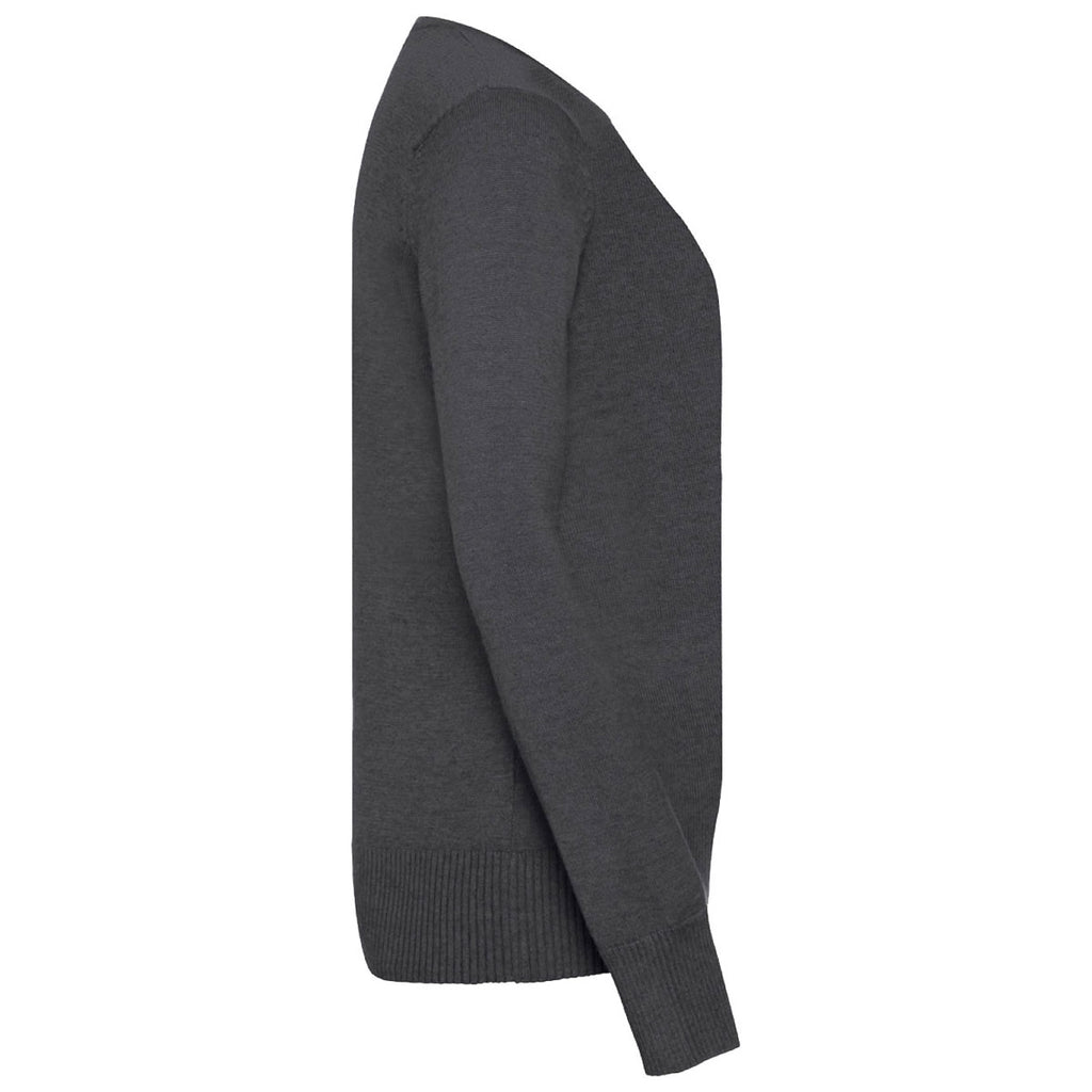 Russell Collection Women's Charcoal Marl Cotton Acrylic Crew Neck Sweater