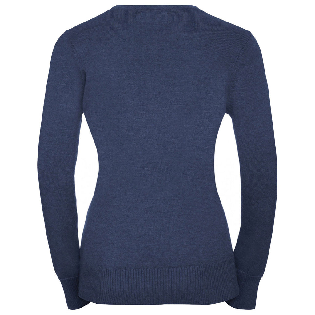 Russell Collection Women's Denim Marl Cotton Acrylic Crew Neck Sweater