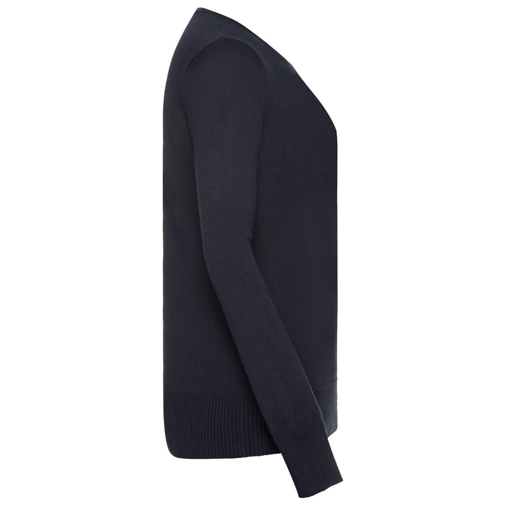 Russell Collection Women's French Navy Cotton Acrylic Crew Neck Sweater