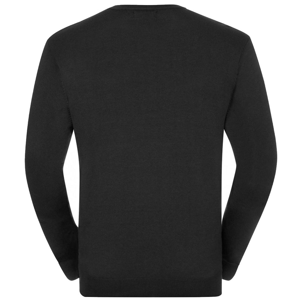 Russell Collection Men's Black Cotton Acrylic Crew Neck Sweater