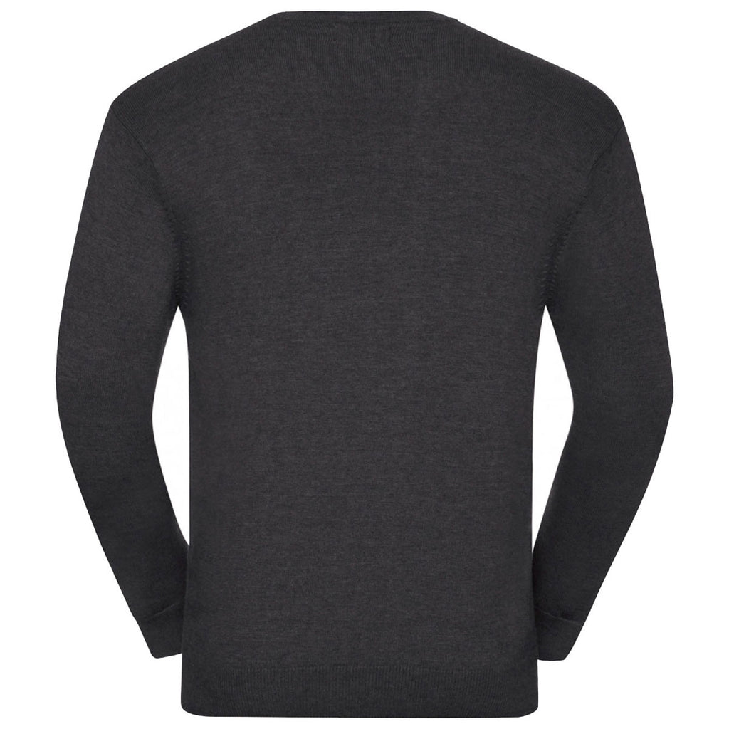 Russell Collection Men's Charcoal Marl Cotton Acrylic Crew Neck Sweater