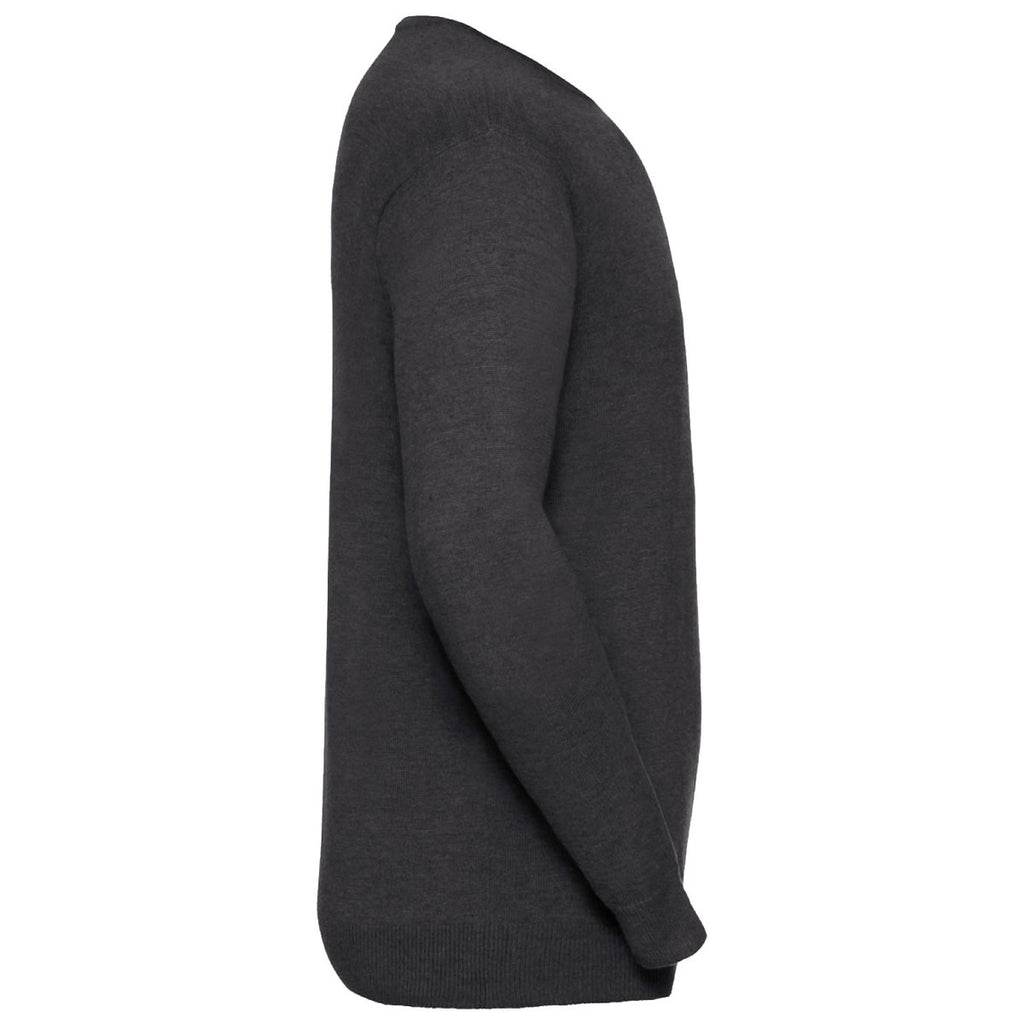 Russell Collection Men's Charcoal Marl Cotton Acrylic Crew Neck Sweater