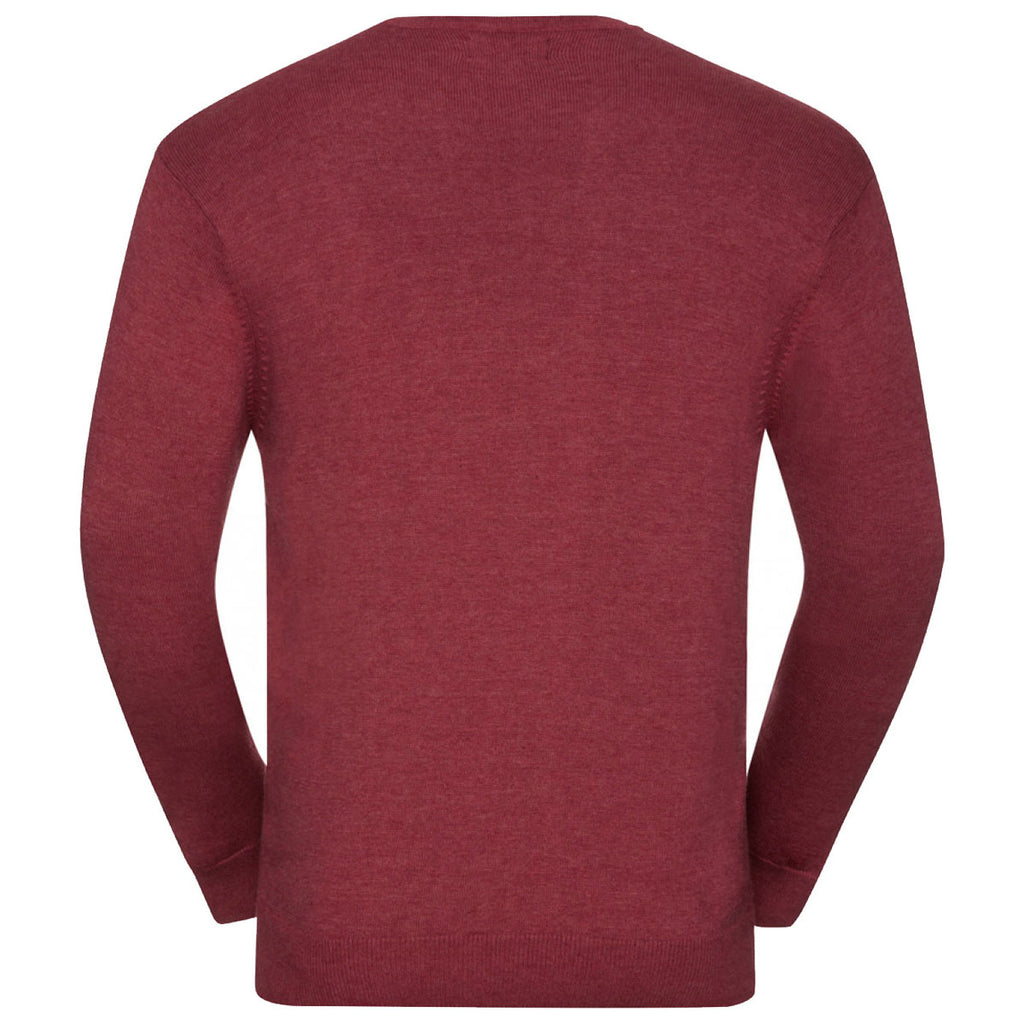 Russell Collection Men's Cranberry Cotton Acrylic Crew Neck Sweater