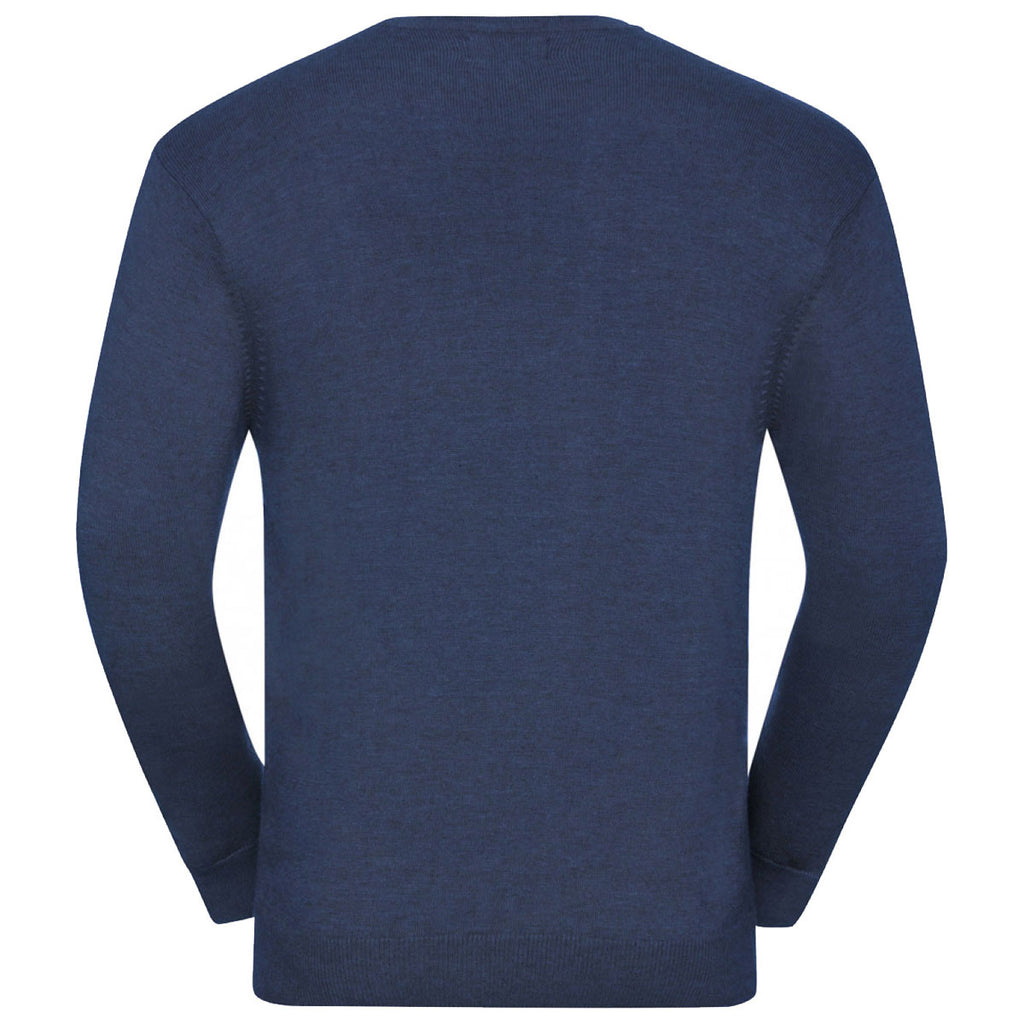 Russell Collection Men's Denim Marl Cotton Acrylic Crew Neck Sweater