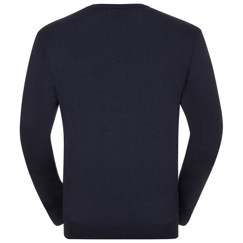 Russell Collection Men's French Navy Cotton Acrylic Crew Neck Sweater