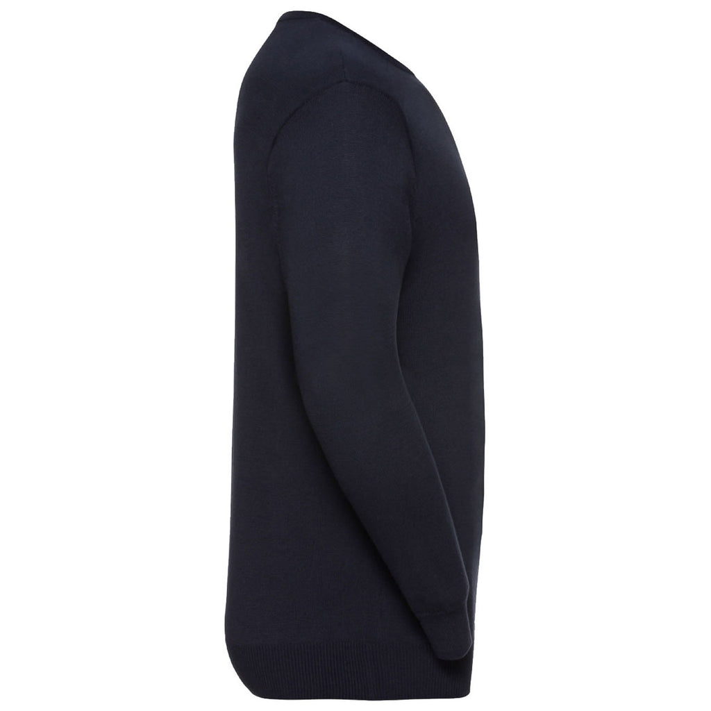Russell Collection Men's French Navy Cotton Acrylic Crew Neck Sweater