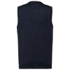 Russell Collection Men's French Navy Sleeveless Cotton Acrylic V Neck Cardigan